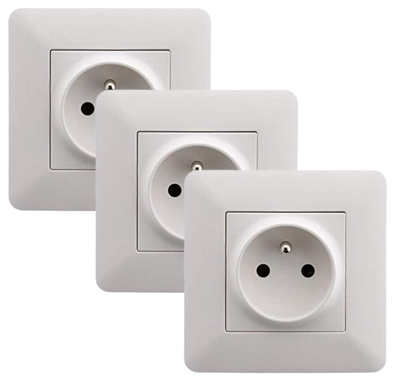 Prise Artezo 2P+T 16A Blanc Lot de 3 Électrique Sécuritaire pour Maison