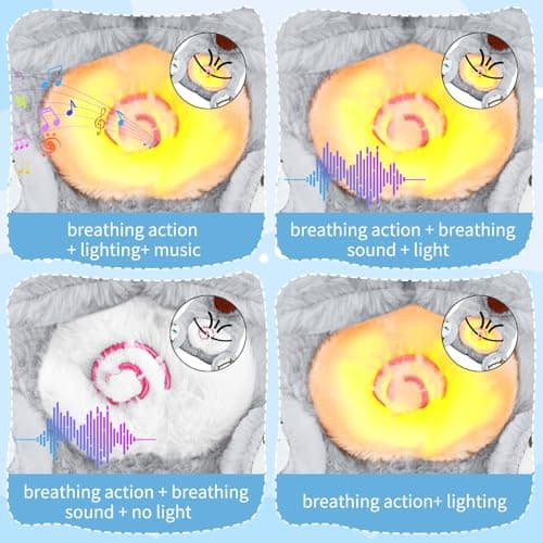 Loutre Qui RespireBonne Nuit Peluche pour Filles et Garçons (Gris) avec Lumières Musicales et Battements de Coeur  
Lout