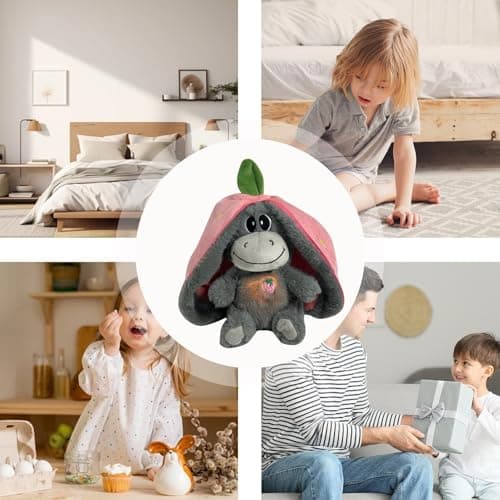 Âne en Peluche Respirant et Apaisant pour Soulager le Stress | Âne avec Mouvement Respiratoire et Musique Calme, Lumière