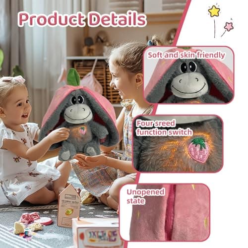 SKIKHN Peluche Qui Respire pour Enfants, Veilleuse Respiratoire Douce avec Mouvements et Musique, Idéale en Cadeau d'Ann