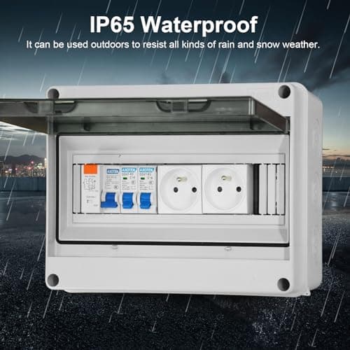 Boîte à fusibles en saillie IP65 Étanche 16A 2P+T Électrique Sécurité Extérieur 2 Prises Modulaires DZ 30mA AC Interrupt