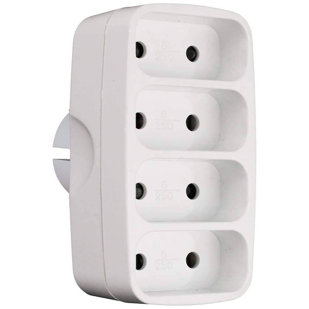 Zenitech multiprise quadriplite 6A façade pour extérieur - Blanc sécuritaire et pratique - Modèle MQ64B
