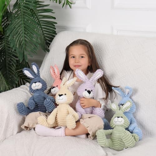 Jouets en peluche Apricot Lamb - Velours côtelé - Lapin Bunny - Doux à câliner - Parfait pour enfant - Vert - 23cm