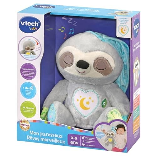 VTech Mon Paresseux Rêves Merveilleux peluche bébé, tête animée, musiques douces, bruits blancs, cadeau de naissance
