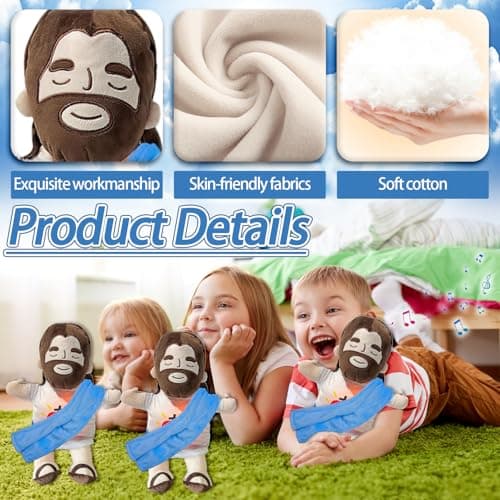 Peluche Jésus qui respire, Jésus en peluche pour soulager le stress, Jésus en peluche respirante avec respiration et lum
