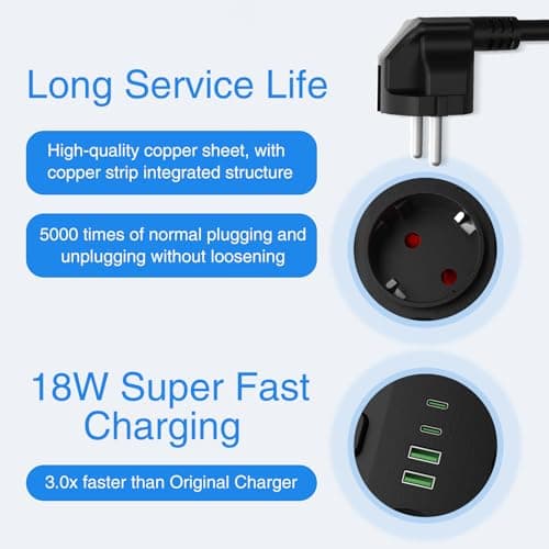 Multiprise USB commutable HEEKIM 11 prises 2 USB-A 2 USB-C 4000W Noir