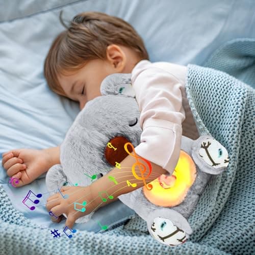 Loutre Qui RespireBonne Nuit Peluche pour Filles et Garçons (Gris) avec Lumières Musicales et Battements de Coeur  
Lout