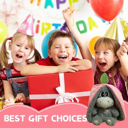KUWUNG Âne en Peluche Endormi Anti-Stress Pour Adultes À Porter Tout le Temps Polyester 100% Machine Lavable Étalonnez-V