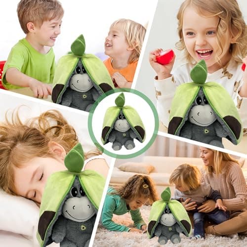 Peluche Âne Respirant avec Musique et Lumières, Jouet pour Adultes et Enfants, Doudou Réconfortant pour Détente et Couch