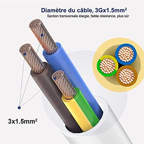 EXTRASTAR Rallonge électrique blanche 16A 10m 3G1,5 mm² - Idéale pour la maison et le jardin - Grande capacité de mise e