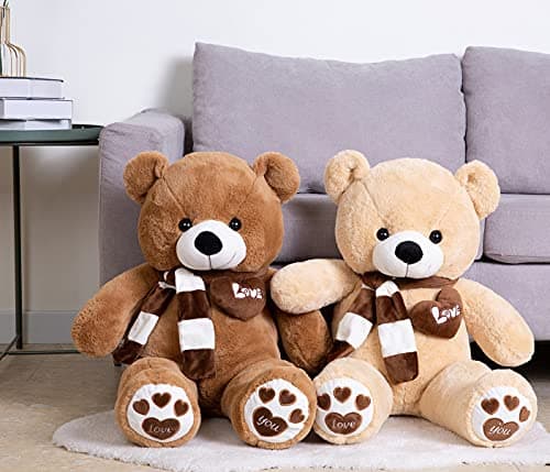 YunNasi Ours en Peluche Nounours Géant - Cadeau Idéal pour Anniversaire, Mariage ou Fêtes Spéciales (80cm, Marron Foncé)