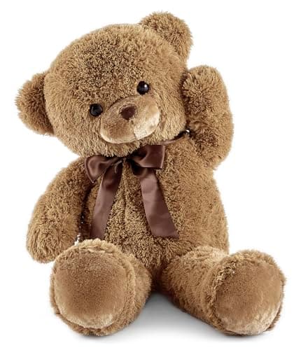 YunNasi Ours en Peluche Géant XXL 90cm - Peluche Moelleuse pour Enfants, Cadeau de Noël, Décoration Chambre Rose — Marron