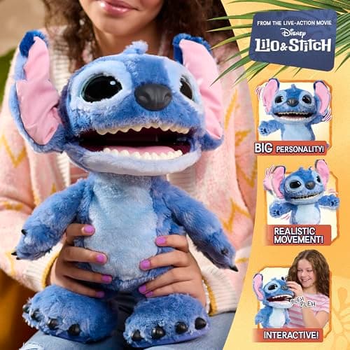 Peluche Stitch Disney Interactif de 43 cm avec 100+ Sons - Jouet pour Enfants à partir de 3 Ans