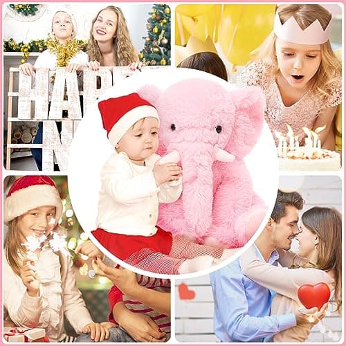 Peluche d'éléphant MorisMos Rosa XXL 50cm Décoration Saint Valentin Cadeau Ideal Enfant Adulte Anniversaire