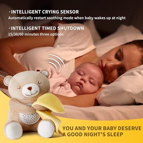 APUNOL Veilleuse Musicalement et Lumineusement Apaisante pour Bébé, Cadeau de Naissance avec Berceuse et Projection