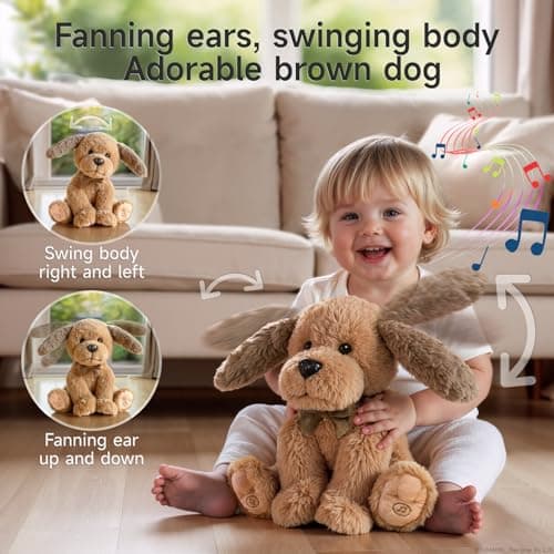 Jouet Peluche Électronique Chien pour Enfants 3-7 Ans, Doux Chien de Compagnie Chanteur d'Oreilles Répète Ce Que Tu Dis