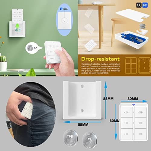 Tedeligo Interrupteur Sans Fil Va Et Vient 433 MHz Kit - Contrôle à Distance 150 Mètres - 2200 Watts (1 Emetteur 3 Récep