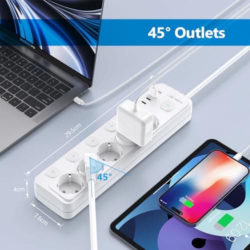 JSVER Bloc Multiprise USB Blanco pour la Maison et le Bureau