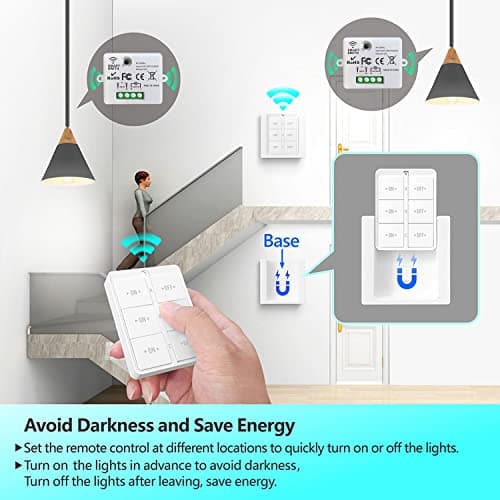 Tedeligo Interrupteur Sans Fil Va Et Vient 433 MHz Kit - Contrôle à Distance 150 Mètres - 2200 Watts (1 Emetteur 3 Récep