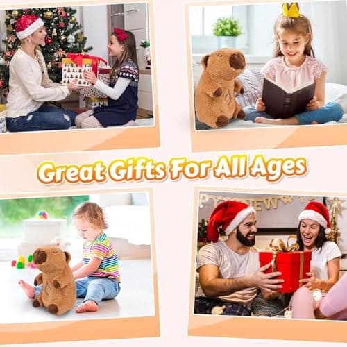 Oreiller en peluche apaisant Capybara Moxeupon | Anti-stress pour Adultes - Peluche en peluche respirante avec lumière m