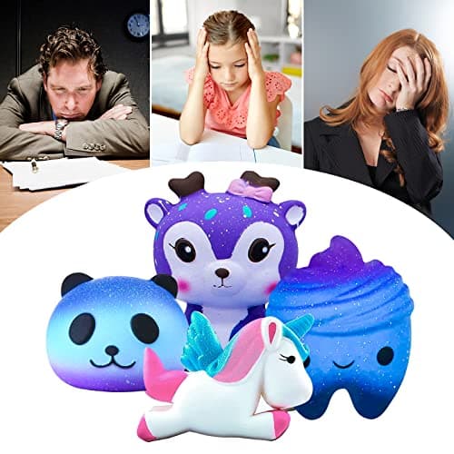 Hirsrian jouets spongieux à reprise lente pour adults et enfants avec dents de cerf, panda, licorne | Soulagement du str