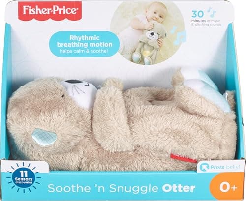Fisher-Price Ma Loutre Câlins Bonne Nuit Peluche | Veilleuse Doudou Lumineuse et Musicale pour Bébé | Cadeau Naissance G