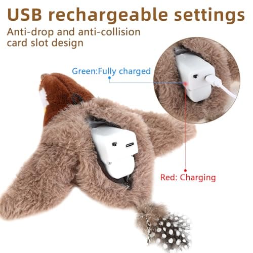 Collazoey Jouet pour Chat Interactif en Peluche, Simulant le Gazouillis, pour Jouer à l'Intérieur