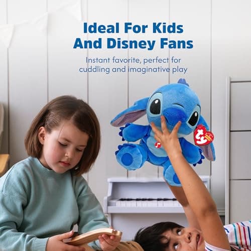 Peluche Musicale Disney Stitch - Doudou Musical Ty44012 Bleu - Jouet pour Enfants