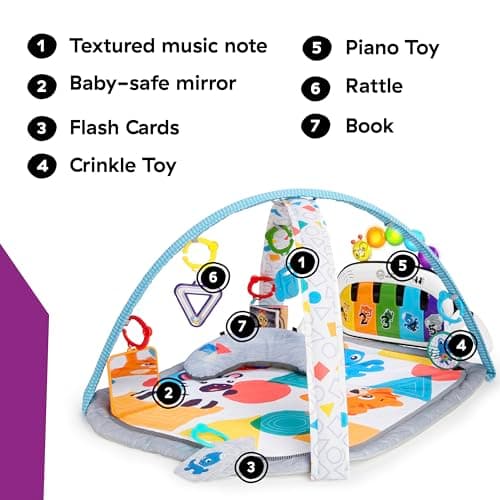 Baby Einstein - Tapis Musical D’Éveil pour Bébé 4 en 1 Kickin' Tunes | 70+ Sons, 25+ Min de Musique et Lumières | dès la