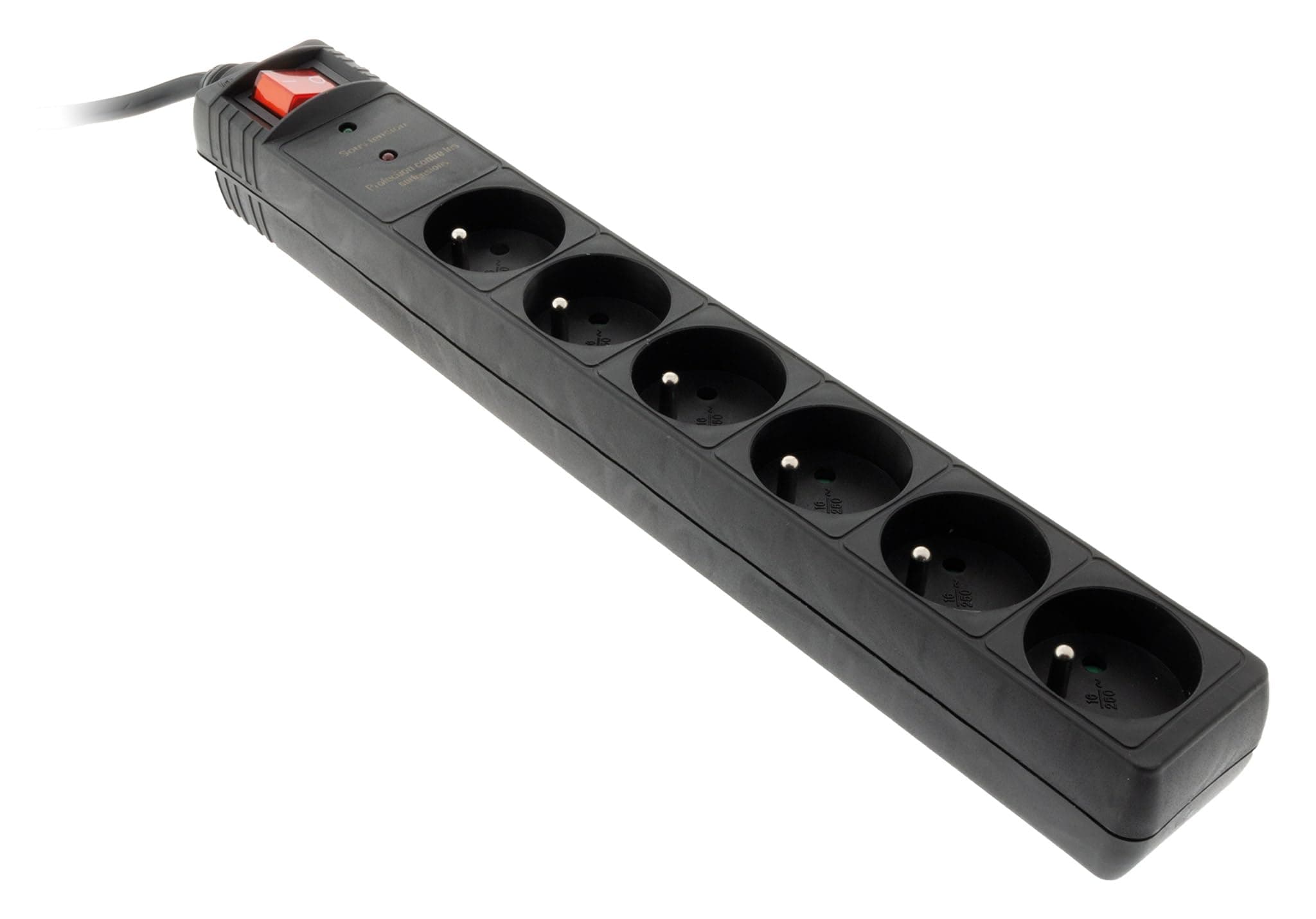 Interrupteur parafoudre Zenitech 6x16A Bloc 1,4m 3G1,5mm²- Protection Élégante & Performante