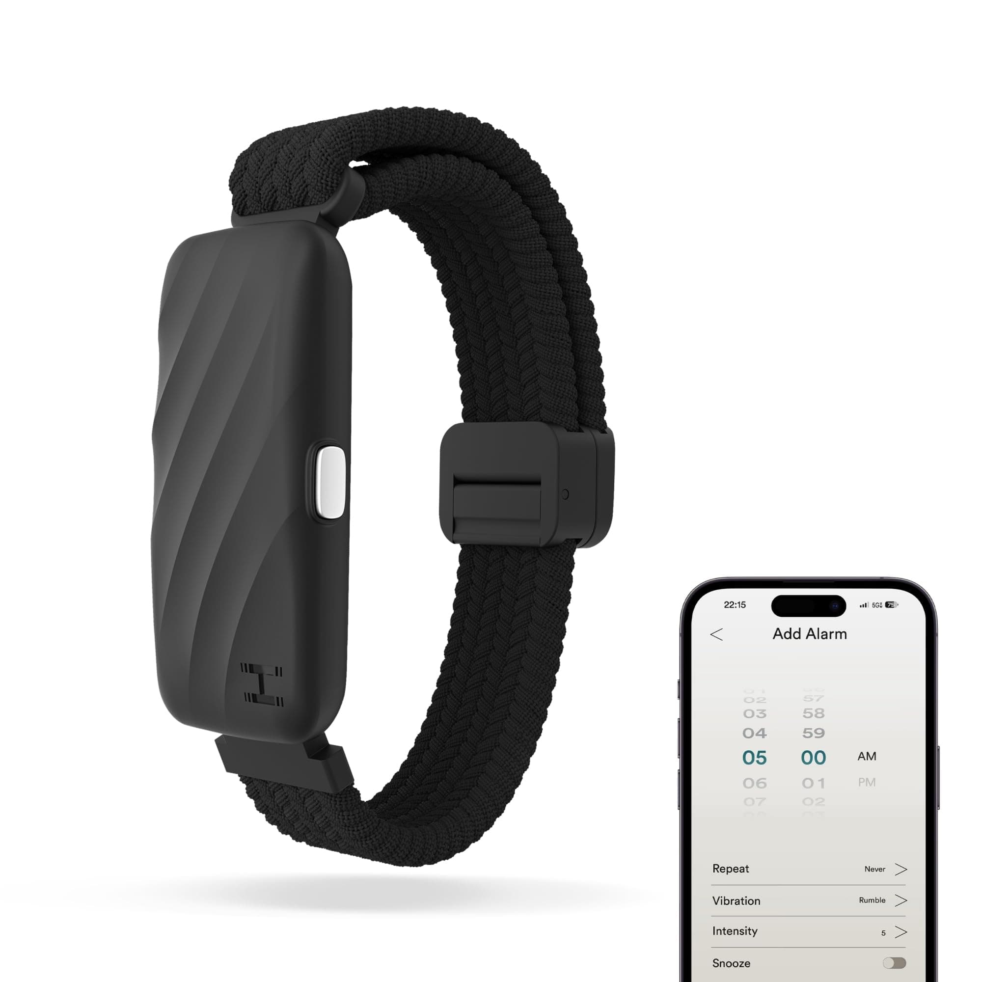 Réveil Homedics WakeBand Bracelet d'Alarme Noir - Vibreur Silent avec 9 Modes & Répétition, Contrôle d'App, Montre Matin