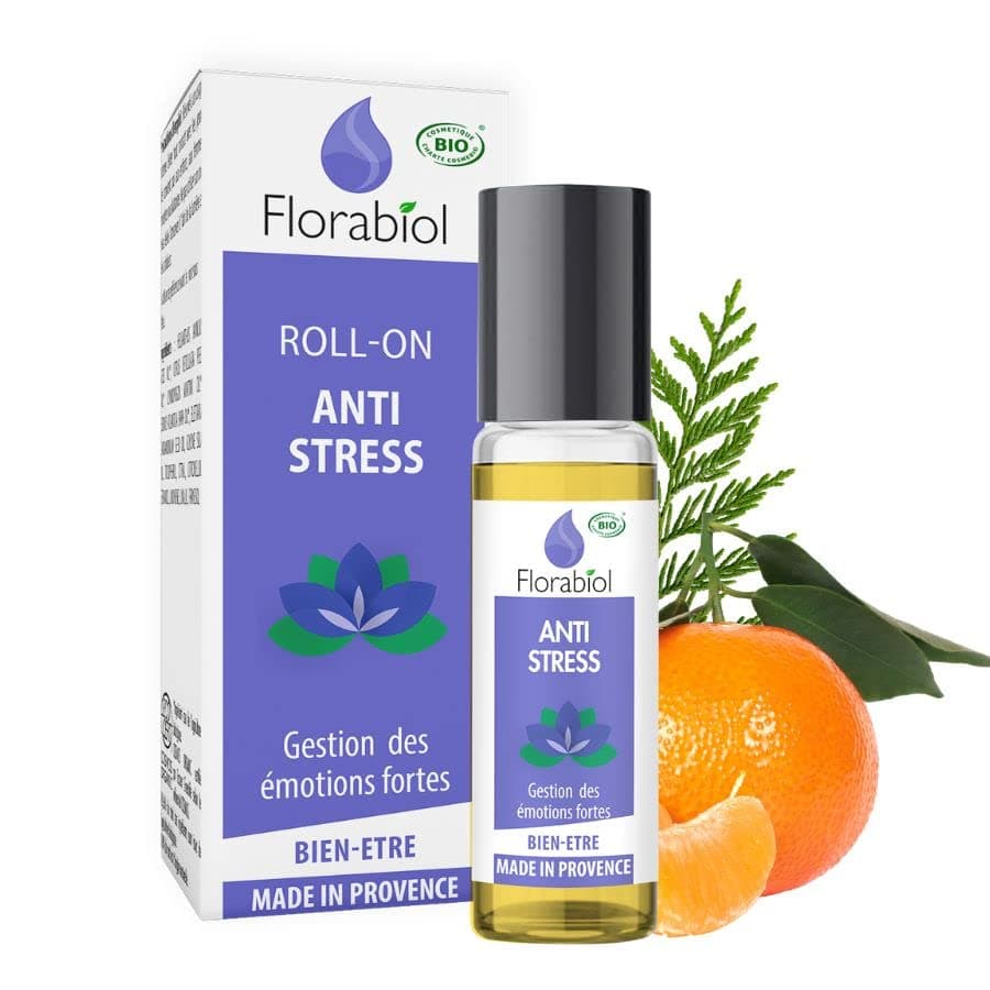 FLORABIOL Roll On Anti Stress Certifié Bio 100% Naturel 10 ml - 4 Huiles Essentielles - Réduit le Stress & l’Anxiété - F