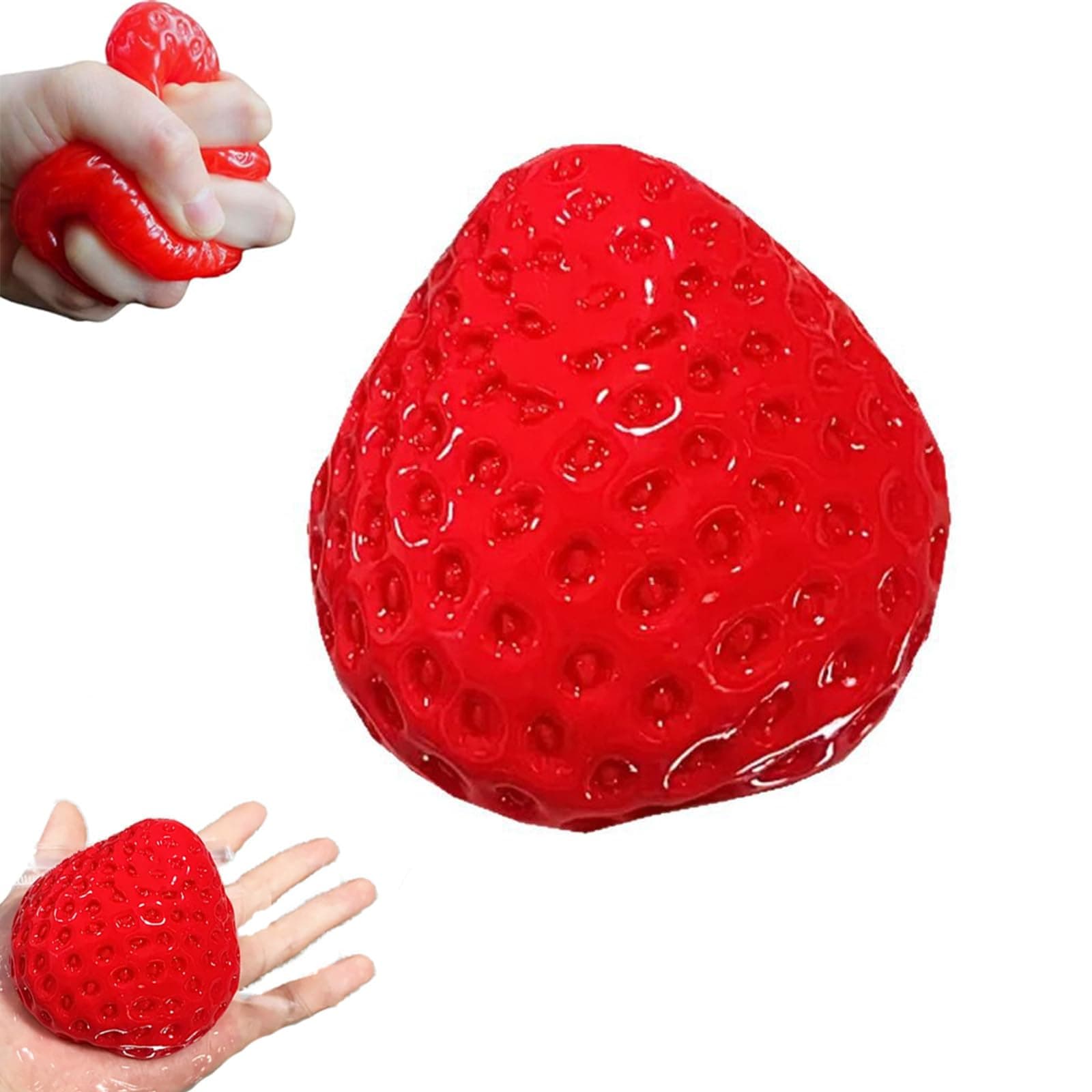 Jouet Anti-Stress Fraise Rouge Fufu Squishy - Balle Taba Jouet pour Adultes et Enfants, Accessoire de Bureau Amusant en