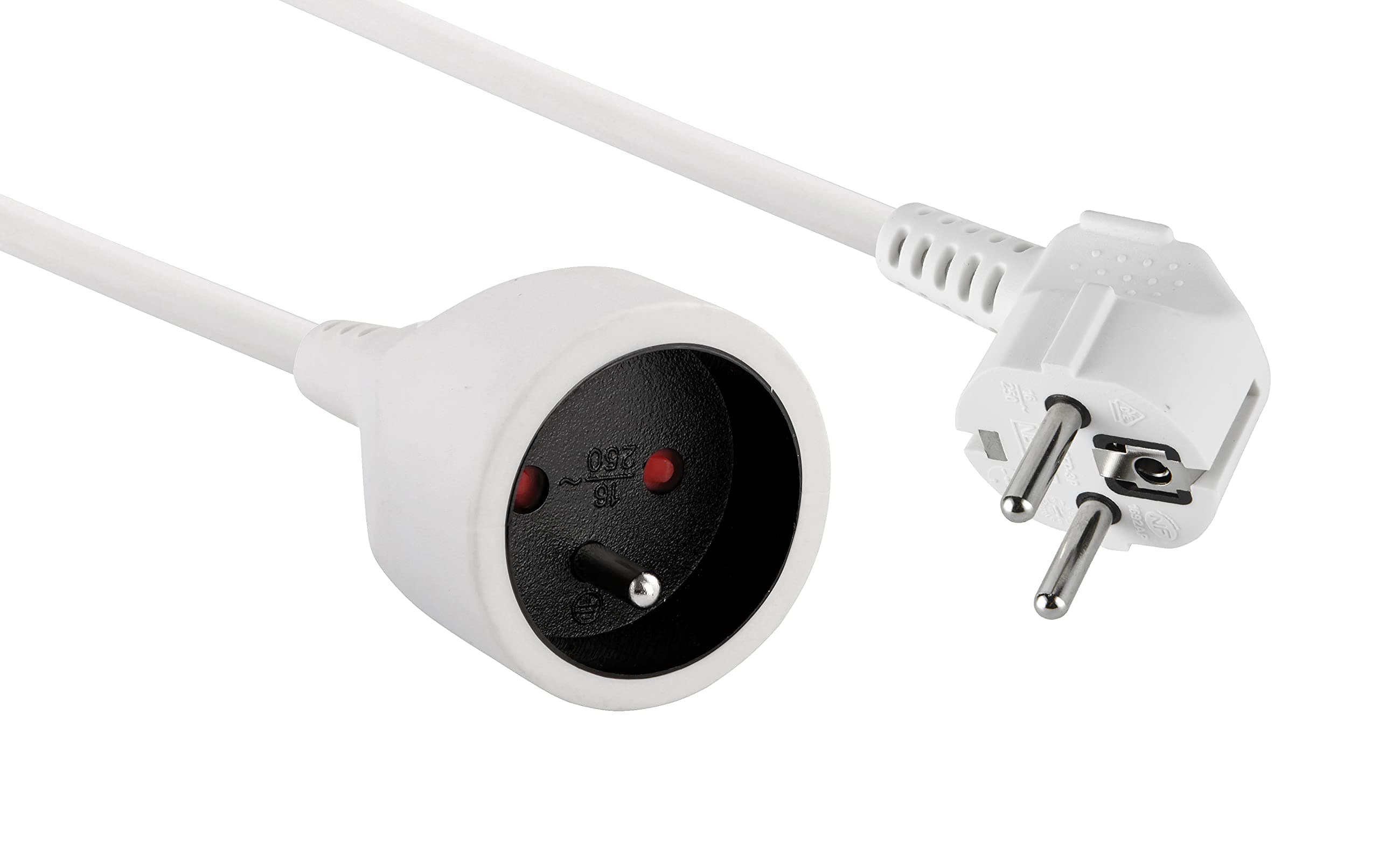 Electraline 10148022J Rallonge électrique 3 m 16A mâle à femelle - section 3G1,5 mm² blanc pour maison et jardin facilem