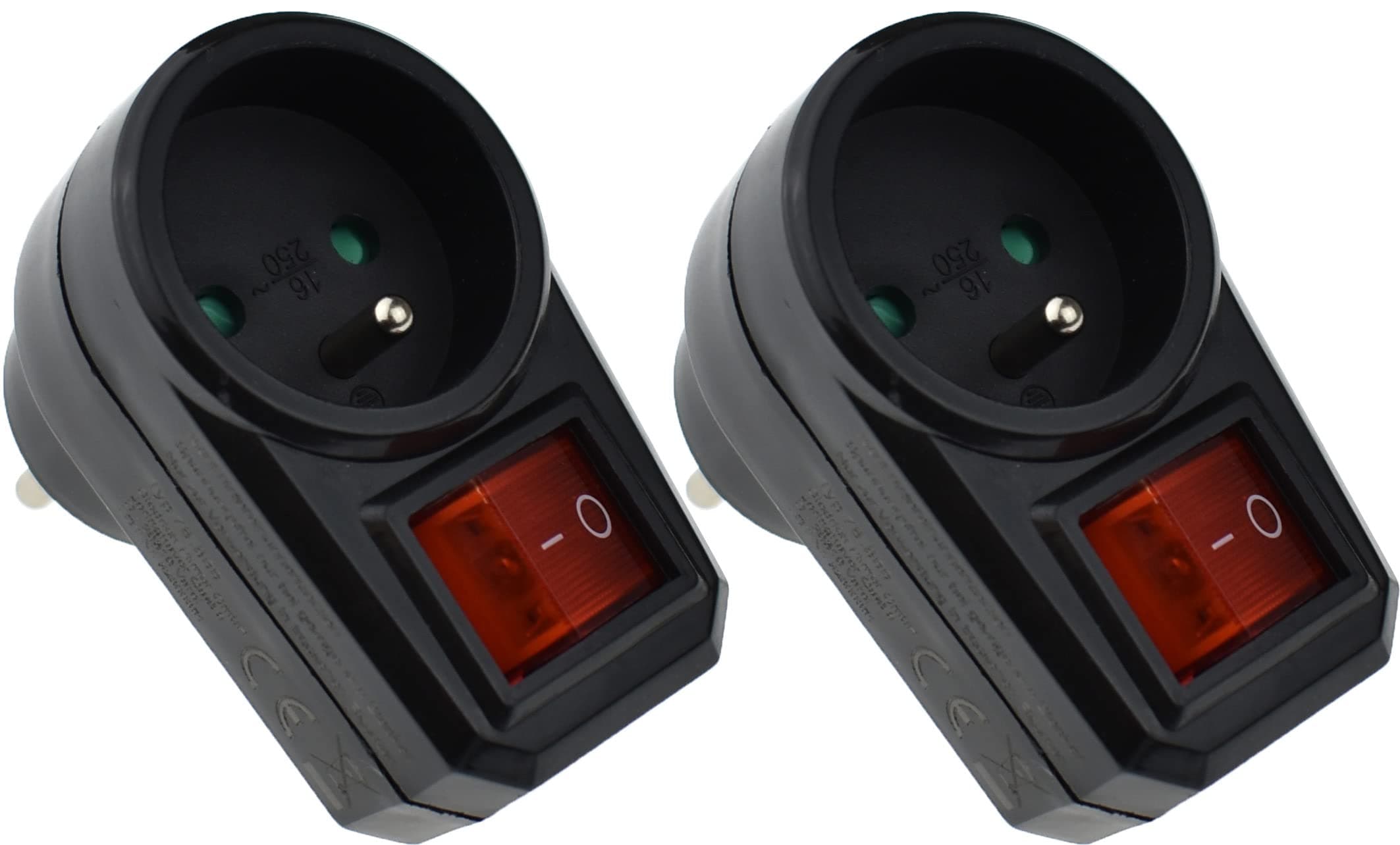 Adaptateur de prise noire avec interrupteur 16A 230V 3680W pour maison