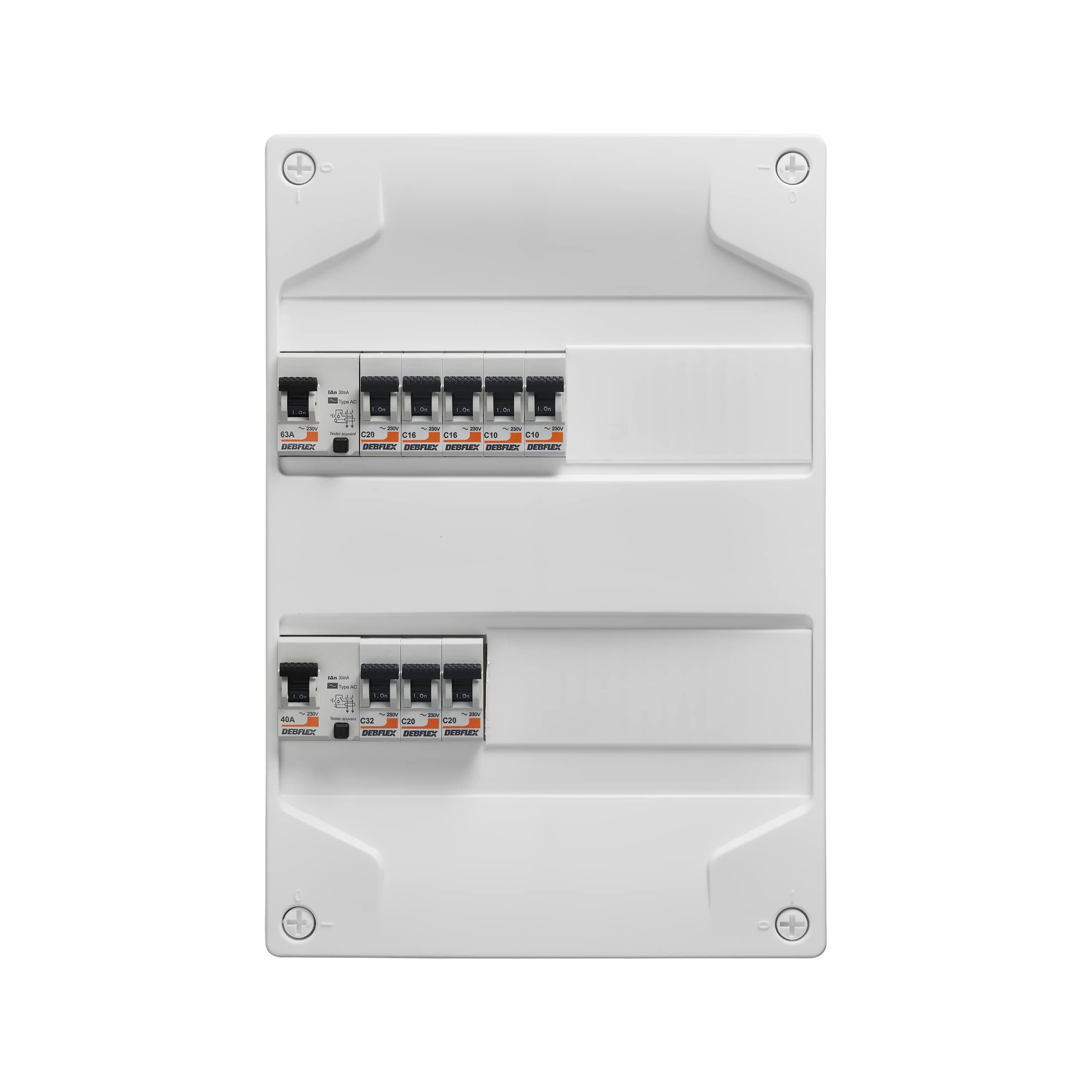 DEBFLEX - Coffret électrique pré-équipé - Tableau électrique pour pose en saillie - Interrupteurs différentiels (40A typ