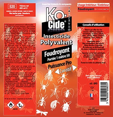 K-OCIDE Foudroyant Polyvalent - Insecticide Multi-Usage Rapide - 400 ml
