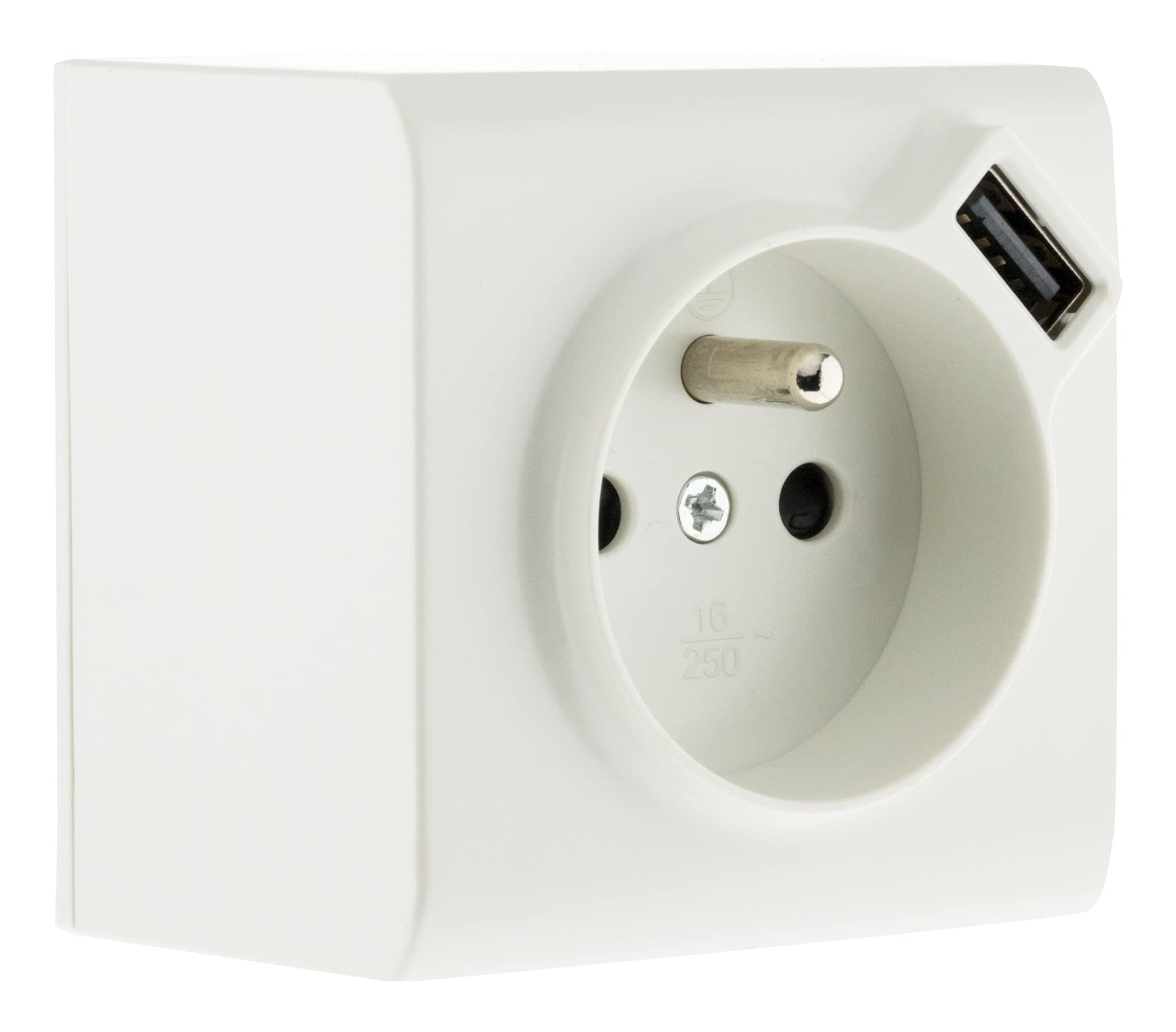 Zenitech Prise 2P+T et USB en sailliepour la maison - Blanc - Style Moderne, Qualité Élevée, Sécurité Maximale