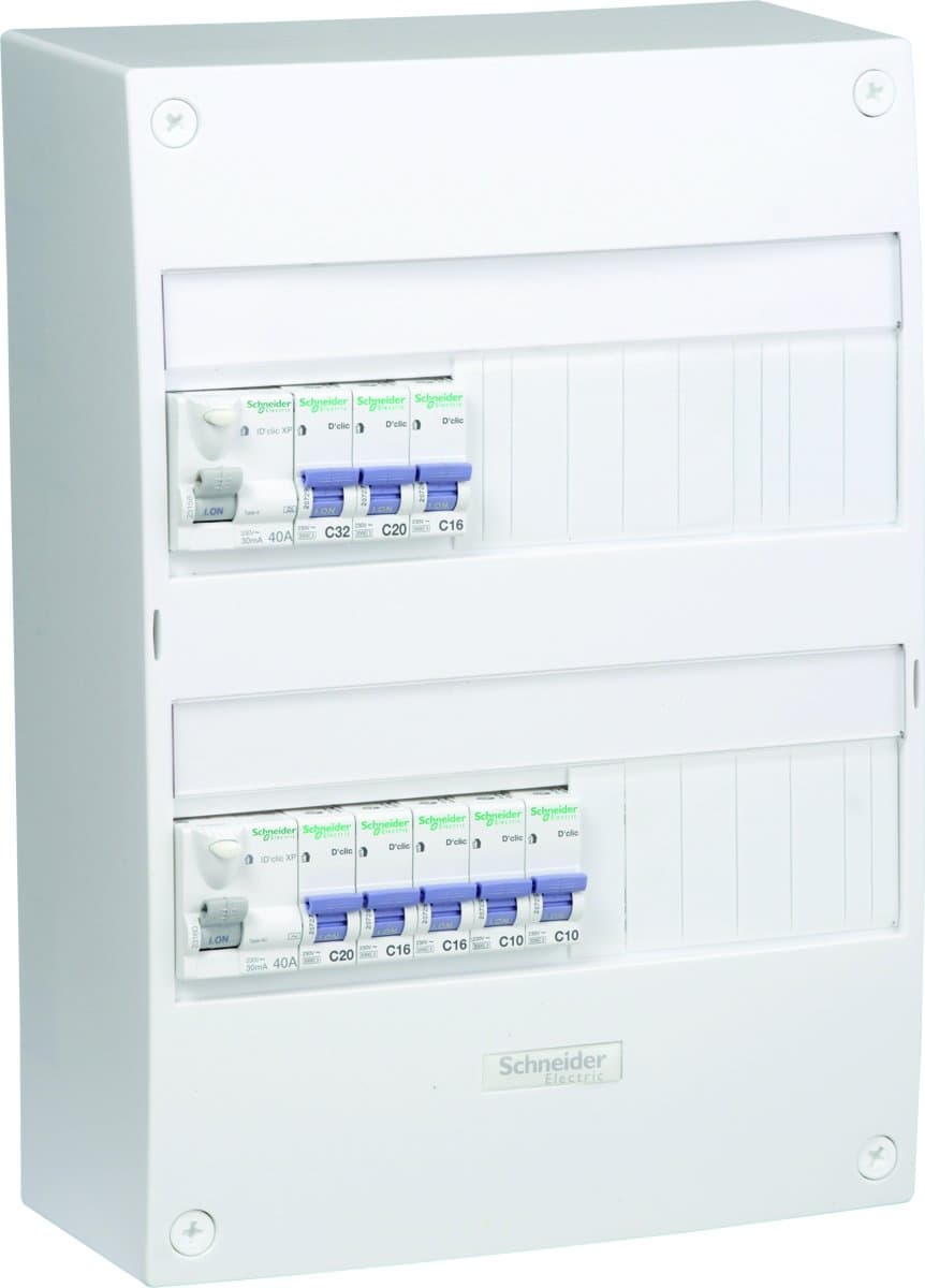 Zenitech SC5SHN03710067 Coffret électrique 2 rangées 2 inters. différentiels + 8 disjoncteurs pour maison