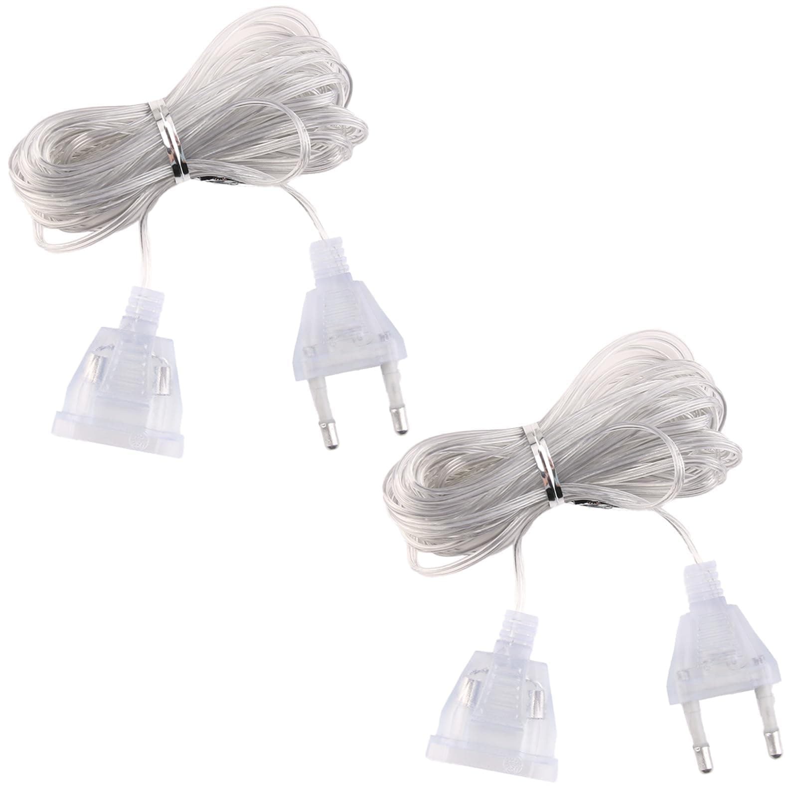 Câbles rallonges électriques transparents de 5m Lot de 2 | Idéal pour Éclairage Décoratif et Appareils à Faible Consomma