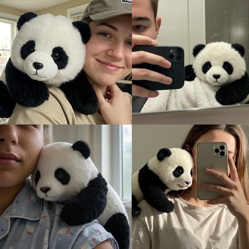 The Pandy - Peluche panda réaliste pour guérison émotionnelle | Fourrure ultra douce + Design câlin - Peluche thérapie c