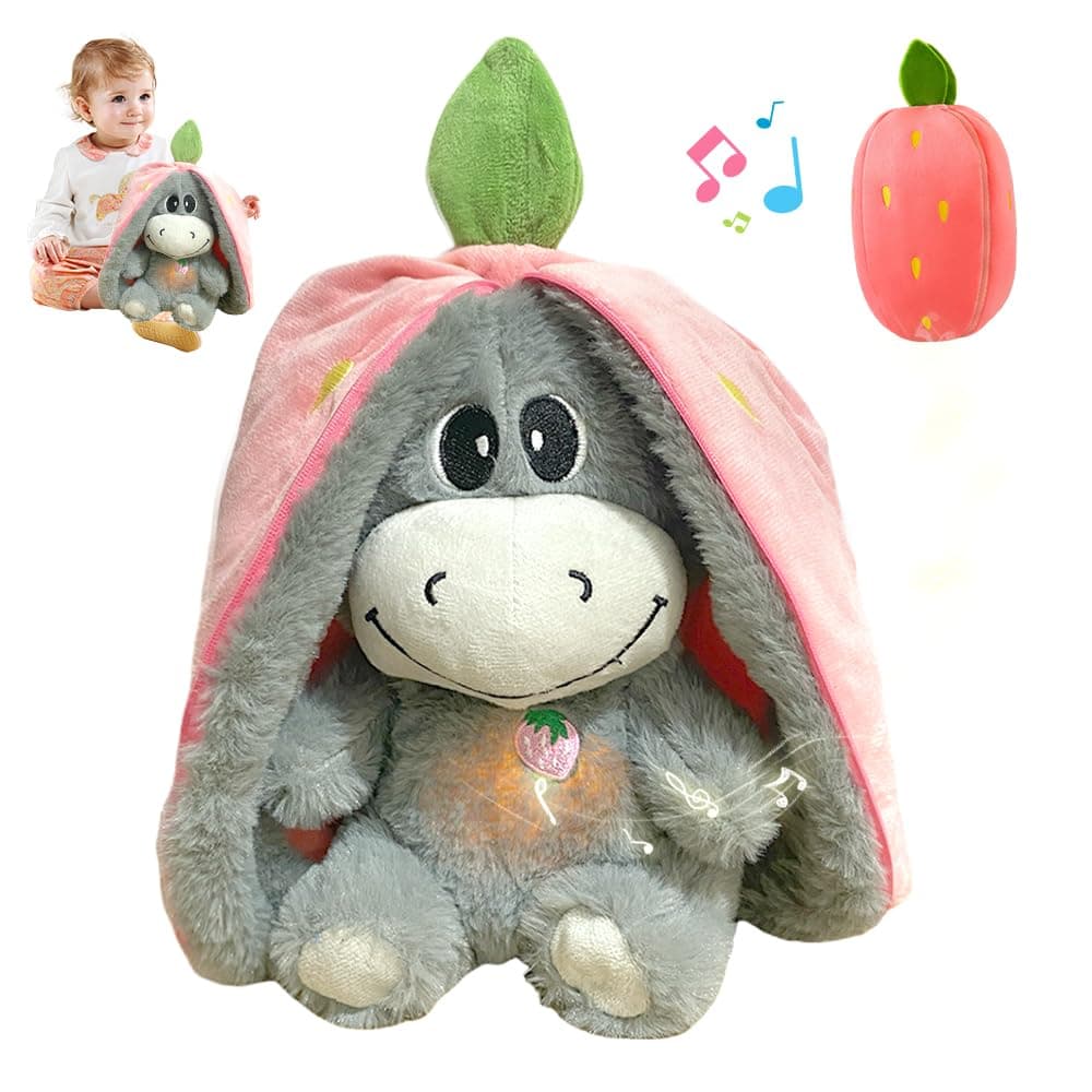 Peluche Âne Respirants XPJBKC, Réglable à 4 Niveaux, Pour Enfant et Adulte, Mouvements Respiratoires Réalistes, Musique