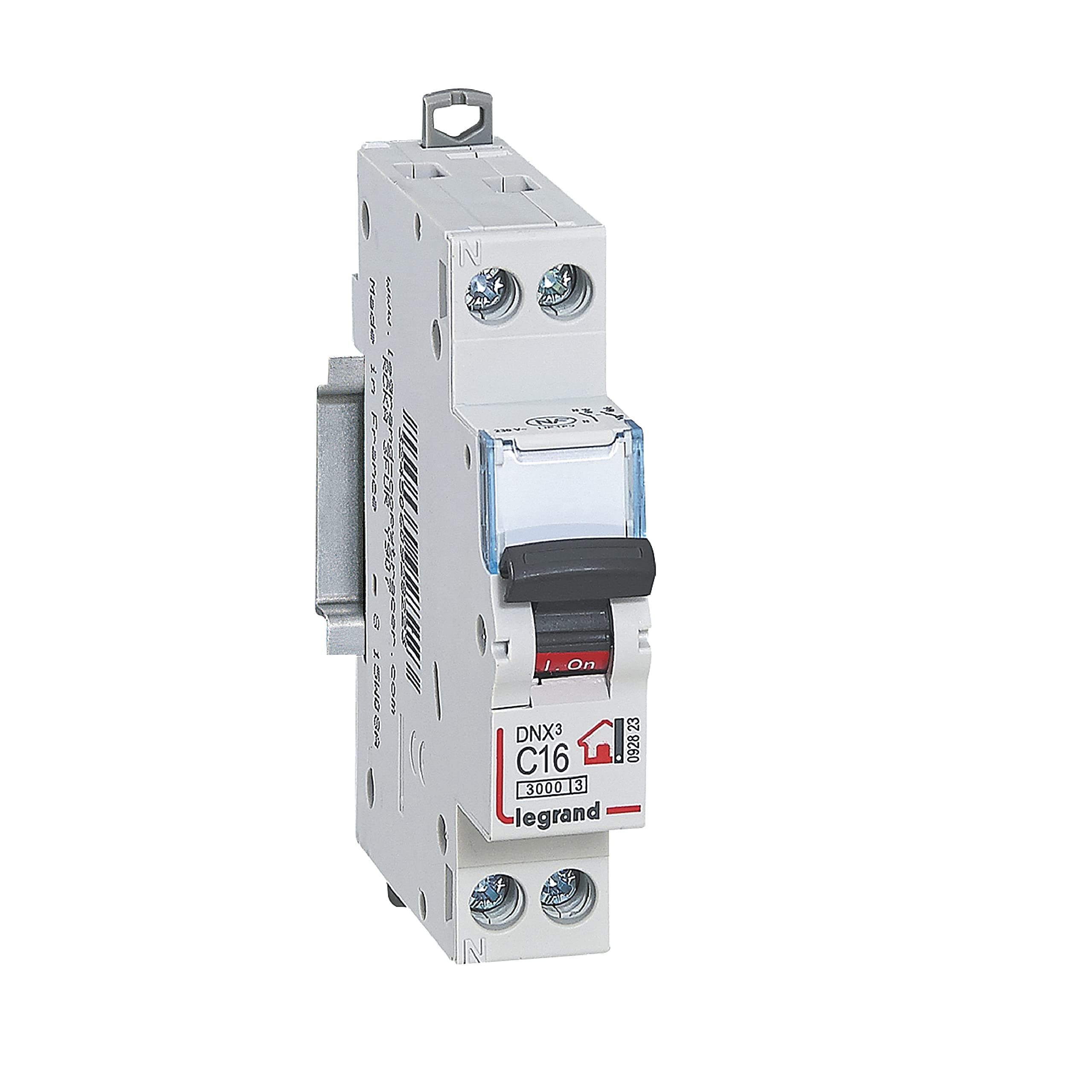 Legrand - Disjoncteur Phase + Neutre 230V DNX³ - Puissance de Coupe 3000A - 16A Courbe C - Bornes à Vis - 1 Module - Fab