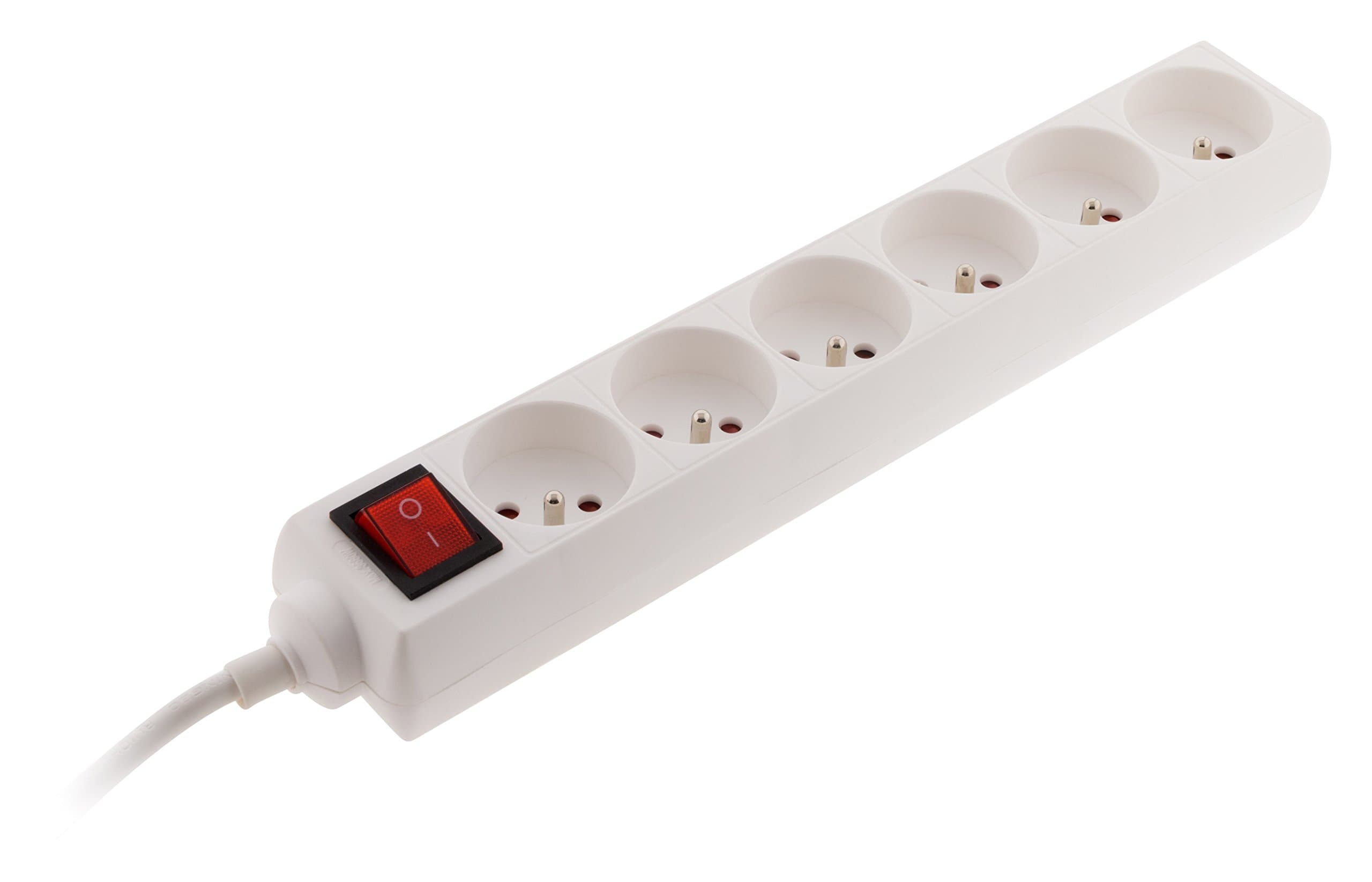 Zenitech Bloc 6 Prises 16A 2P+T Intouchables Blancavec Interrupteur