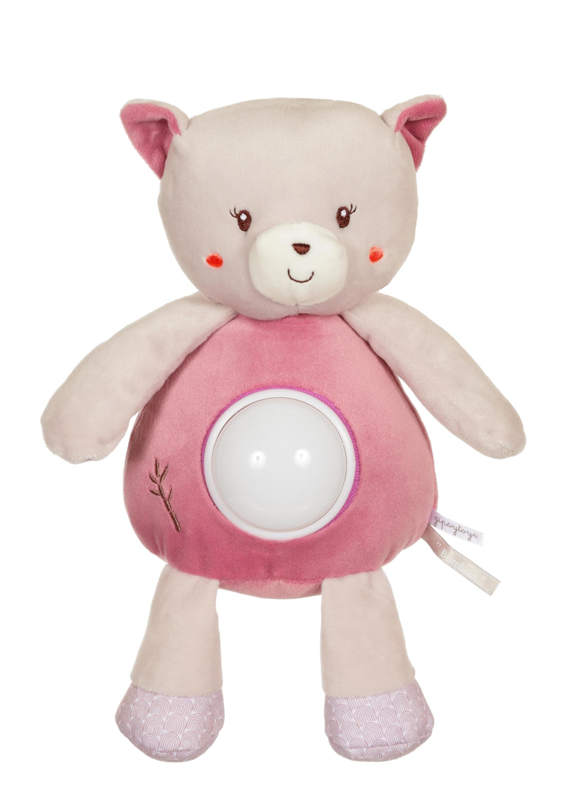 VEILLEUSE GIPSY TOYS CHAT PREMIER ÂGE’BAMBOO’GRIS ET ROSE 26CM