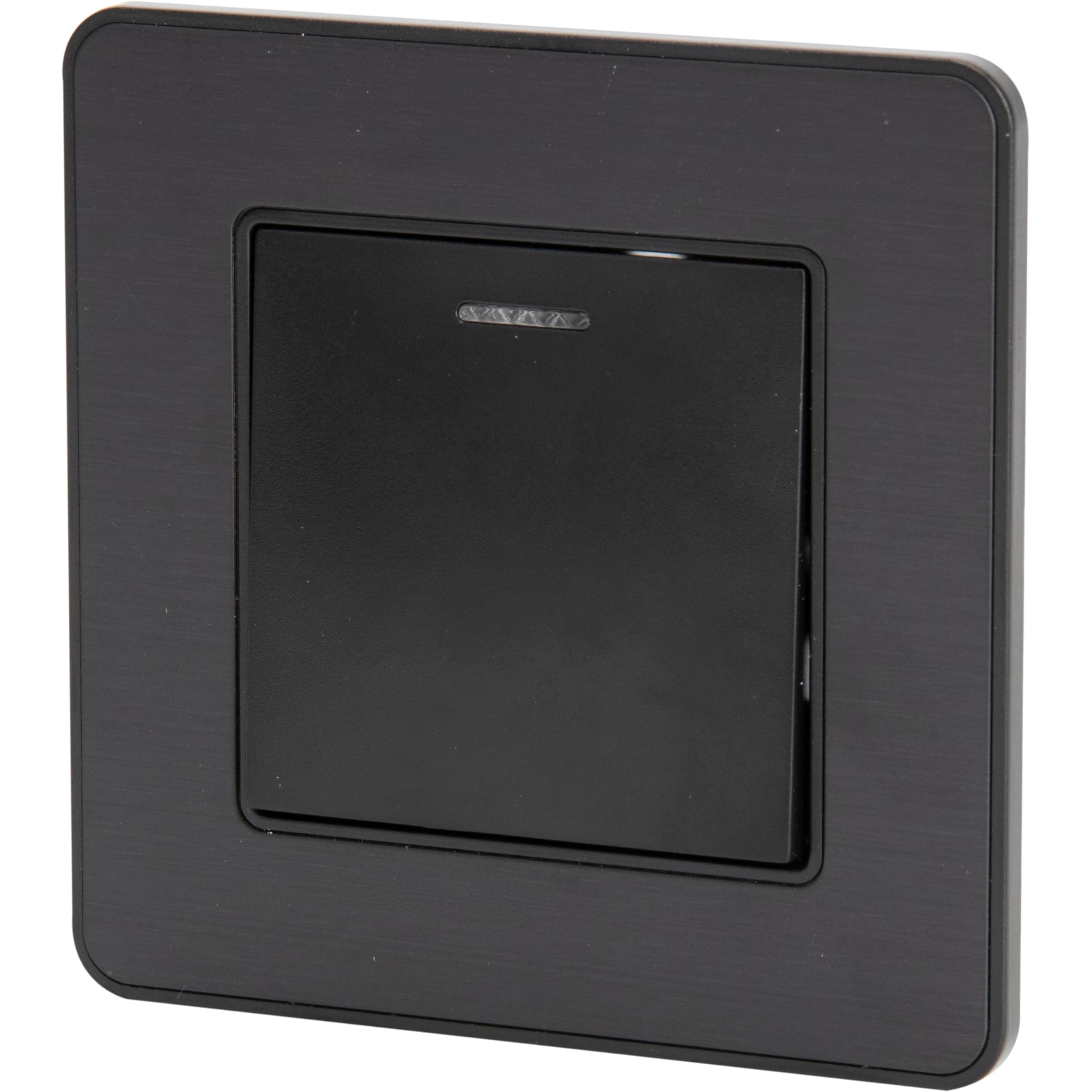 Zenitech Interrupteur Double Complet à Voyant 10A - Métal Noir brossé - Éclairage Intérieur Confortable