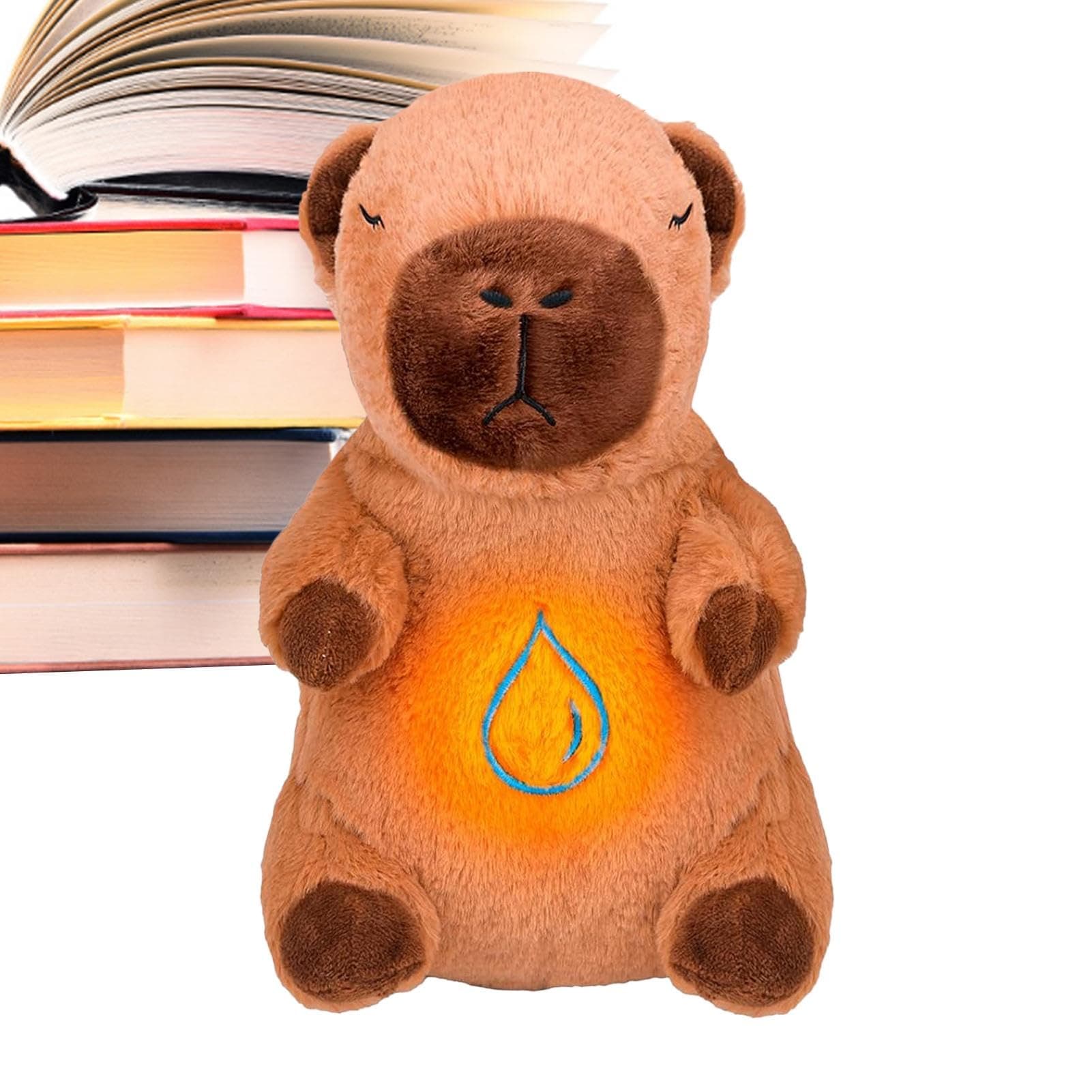 Oreiller en peluche apaisant Capybara Moxeupon | Anti-stress pour Adultes - Peluche en peluche respirante avec lumière m