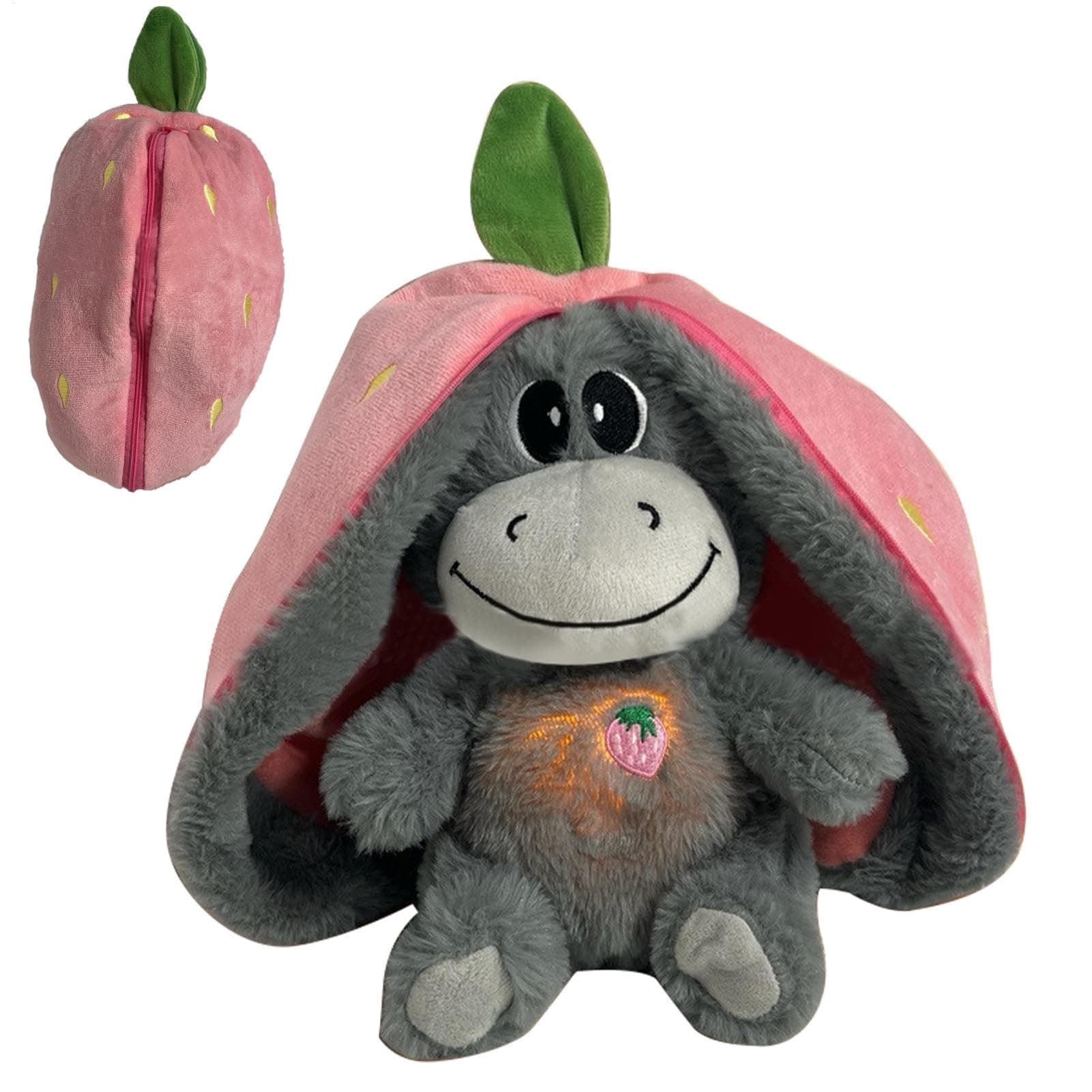 Âne en Peluche Respirant et Apaisant pour Soulager le Stress | Âne avec Mouvement Respiratoire et Musique Calme, Lumière
