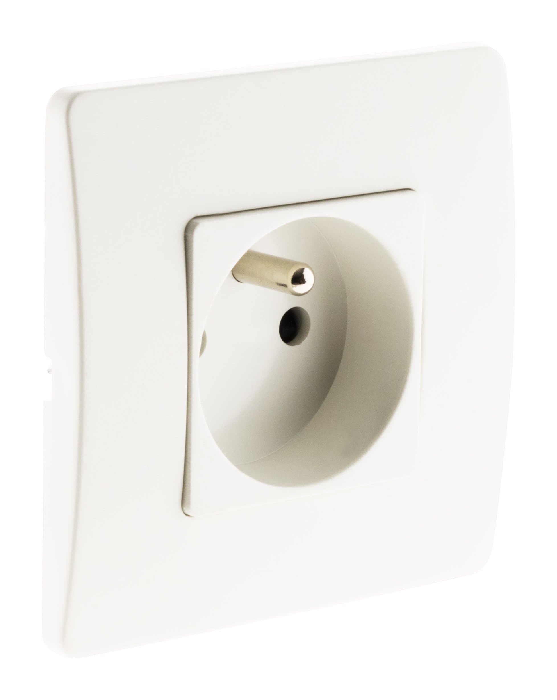 Prise Zenitech 2P+T 16A Blanc pour la Maison - Sécurité Electrocutation-Économie d'Energie 16Aampères
