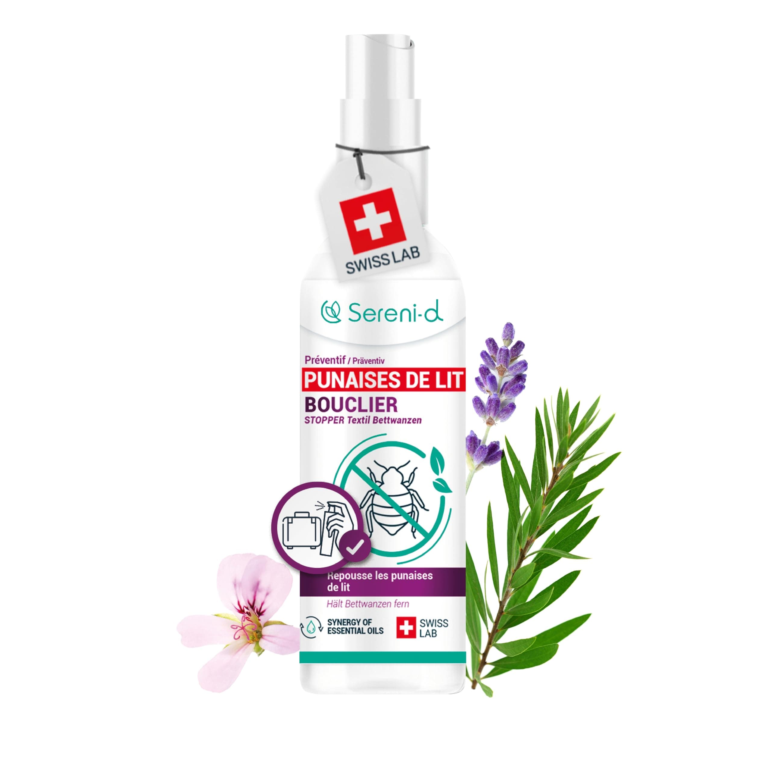 SERENI-D - Spray Anti Punaise de Lit Puissant Résultats Rapides - Traitement Naturel aux Huiles Essentielles 100mL